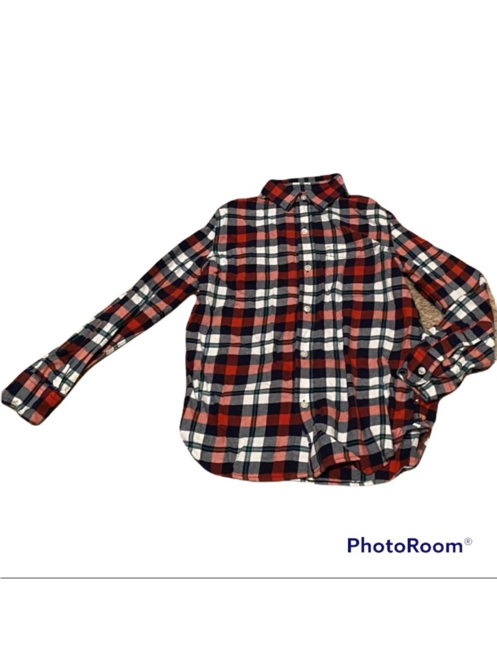 GAP Red, Black & White Plaid Button-Down Shirt